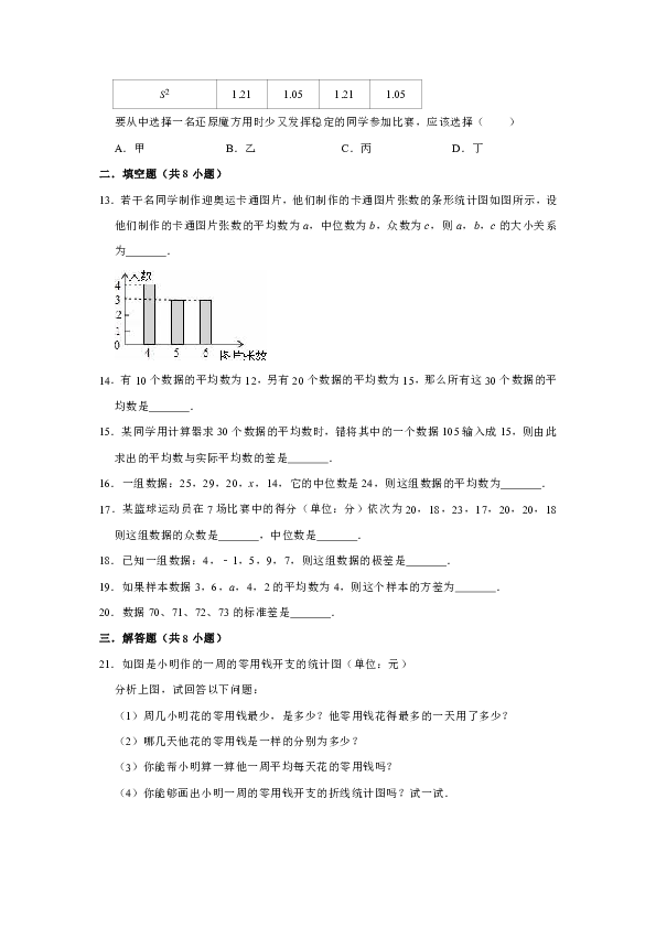 2020年湘教版七年级数学下册《第6章  数据的分析》单元测试卷（解析版）