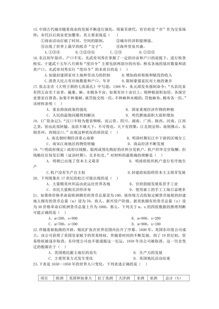 黑龙江省鸡西市2016-2017学年高一下学期期中考试历史试卷