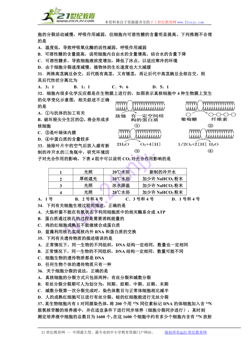 山西省朔州市应县一中2014届高三补习班上学期第三次月考生物试题