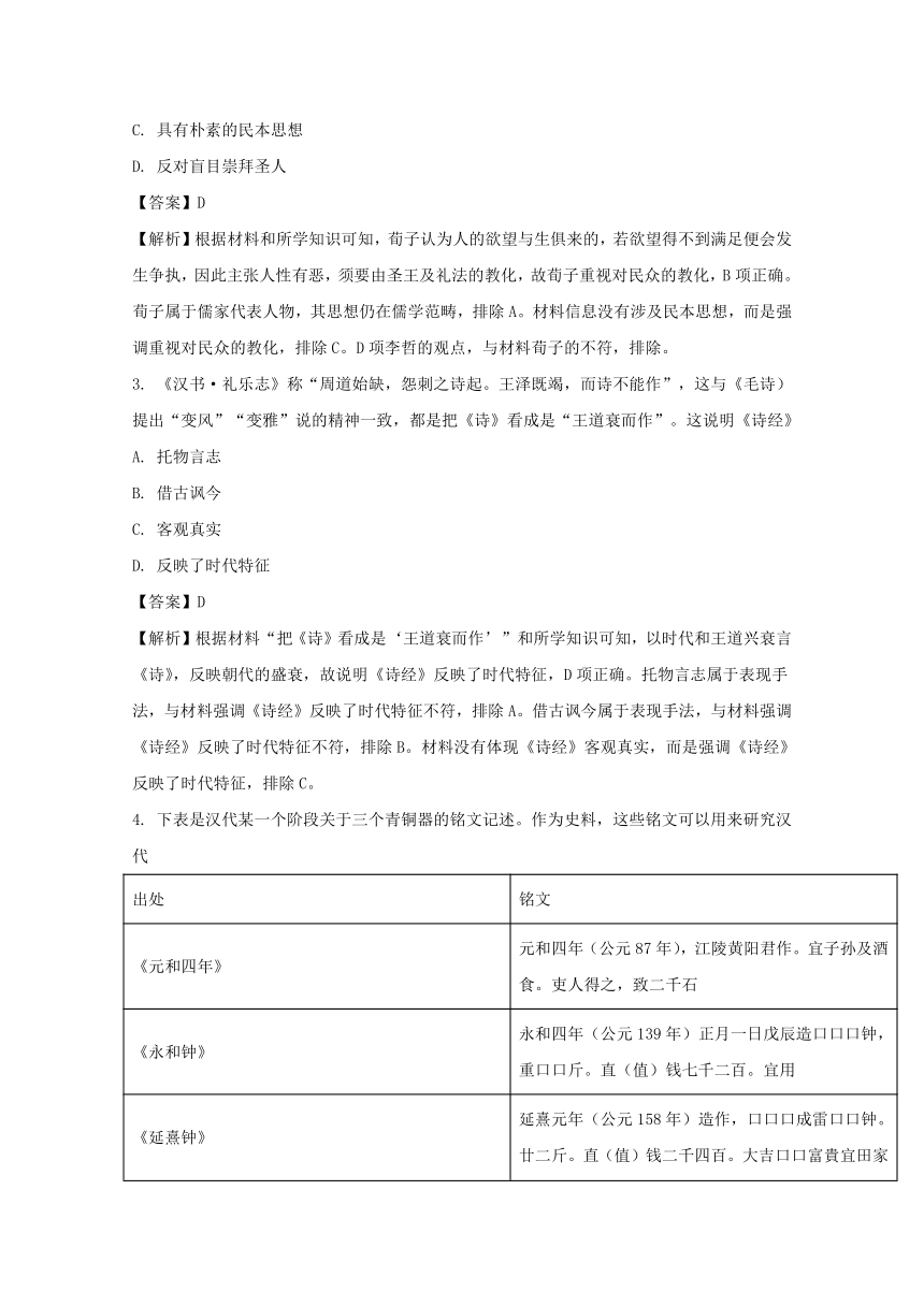 河南省2018届高三一轮复习诊断调研联考高三上学期联考历史试题Word版含解析