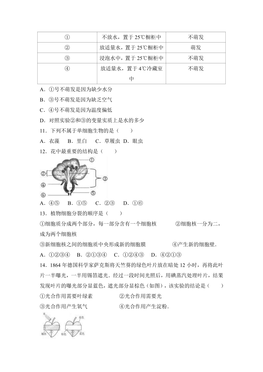 河北省保定市高阳县2016-2017学年七年级（上）期末生物试卷（解析版）