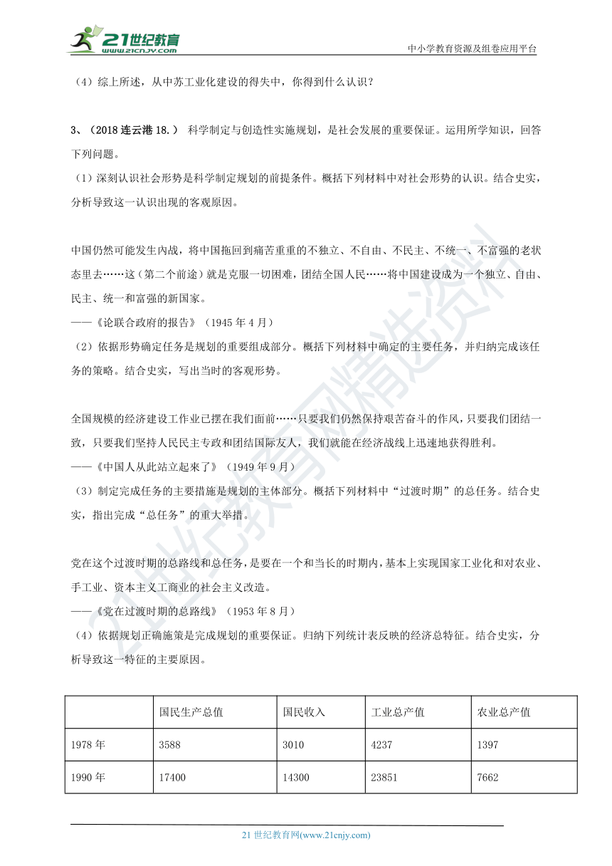 2018年中考真题分类汇编专项训练----经济专题（B）卷