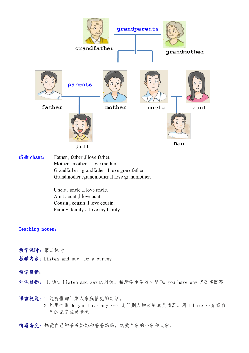 nit 4 Do you have any cousins? 单元教案（3个课时）
