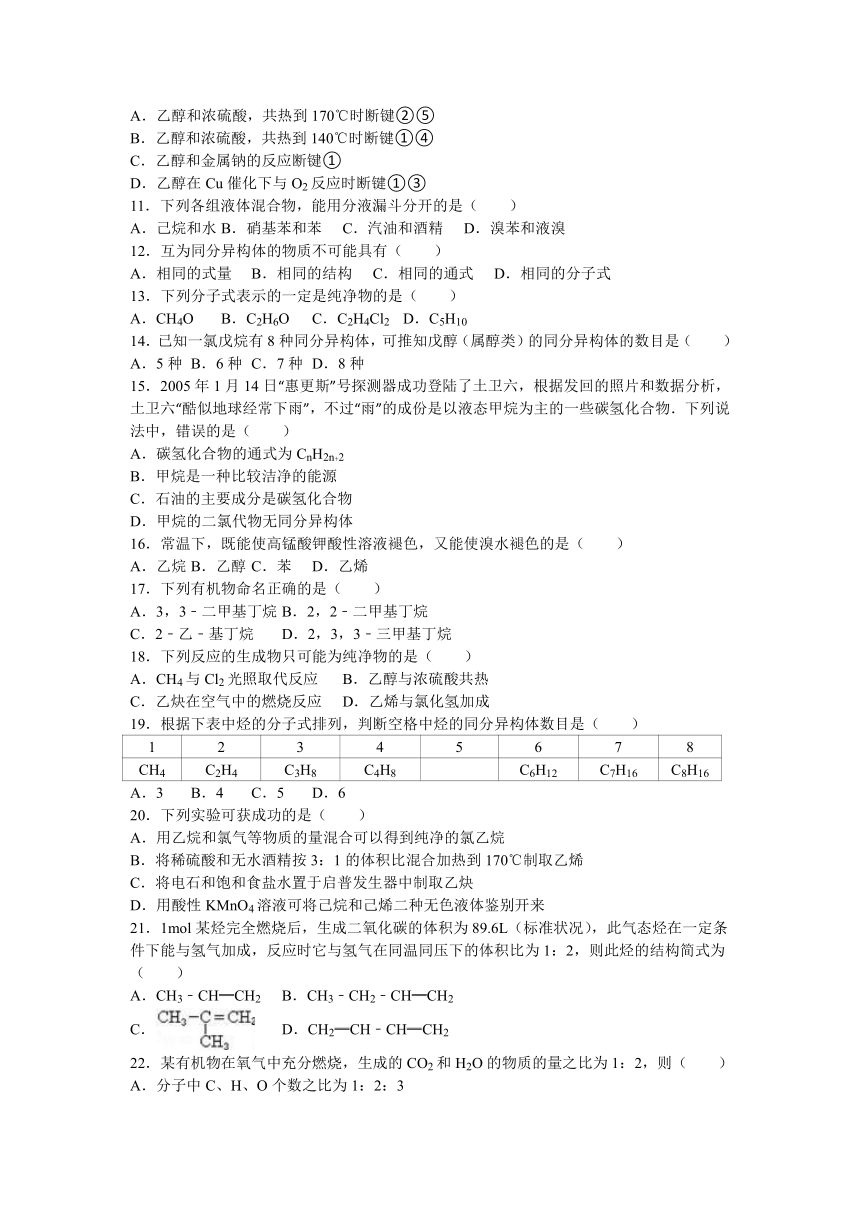 上海市北郊高级中学2015-2016学年高二（下）期中化学试卷（解析版）