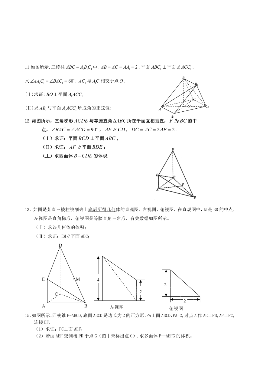 2014届高考数学（理）考前60天冲刺【六大解答题】空间向量与立体几何专练