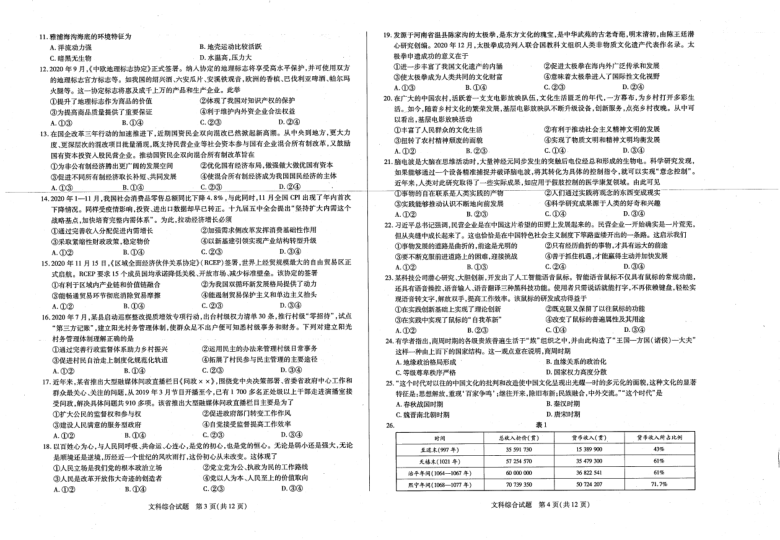 河南省安阳市2021届高三下学期4月第一次模拟考试文综试卷 扫描版含答案