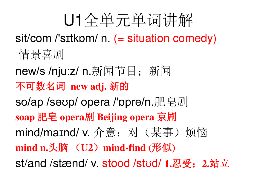 Unit 1 Do you want to watch a game show全单元单词讲解课件 （24张PPT）