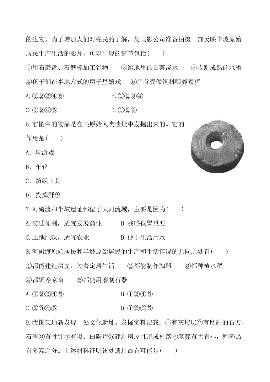 基础达标1.2原始农耕文化的遗存（解析版）