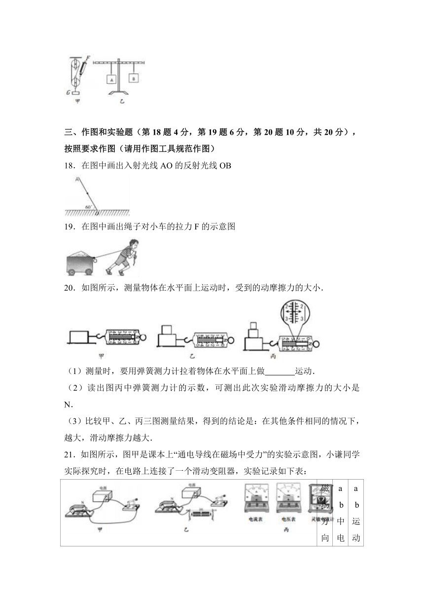 2017年海南省中考物理试卷（解析版）