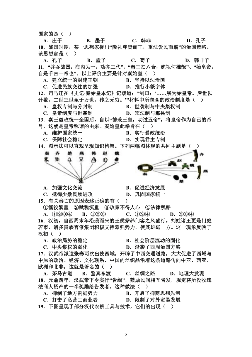 吉林省永吉县第四重点高中2021-2022学年高一9月月考历史试题（Word解析版）