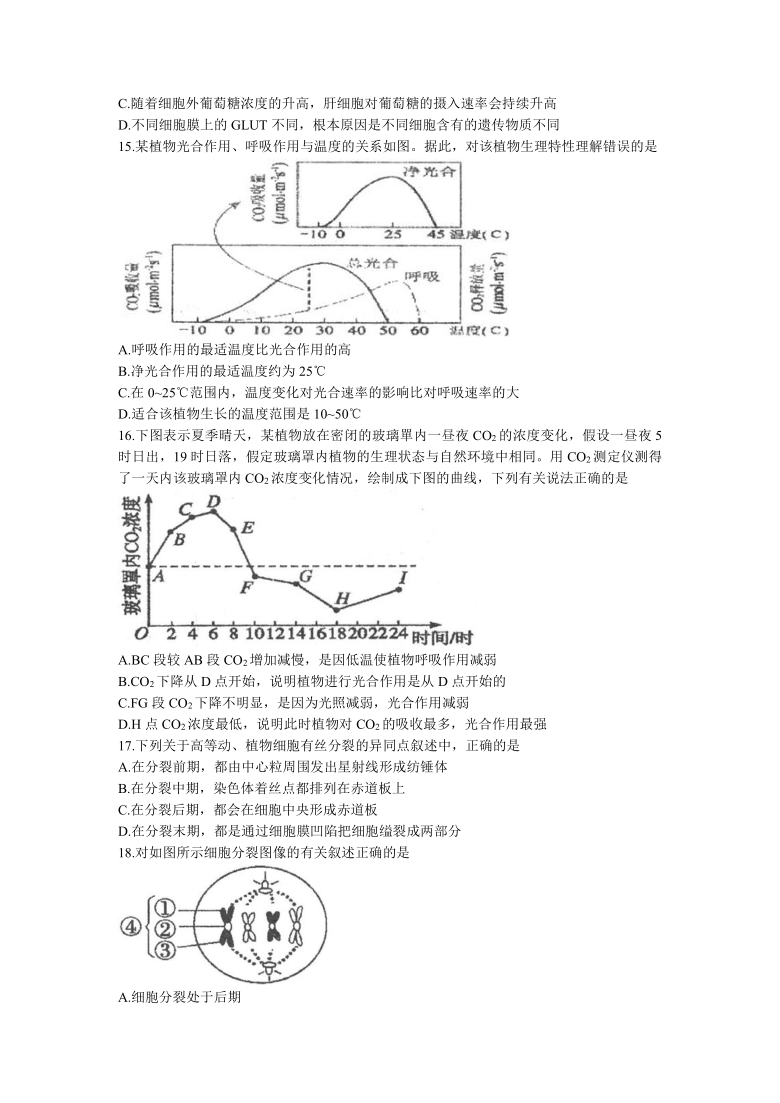 四川省眉山市仁寿县第一重点高中南校区2021-2022学年高一（强基班）上学期入学考试生物试题 Word版含答案