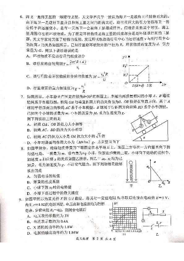 河南省八市重点高中联盟2020届高三12月联考（领军考试）物理试题（PDF版含解析）