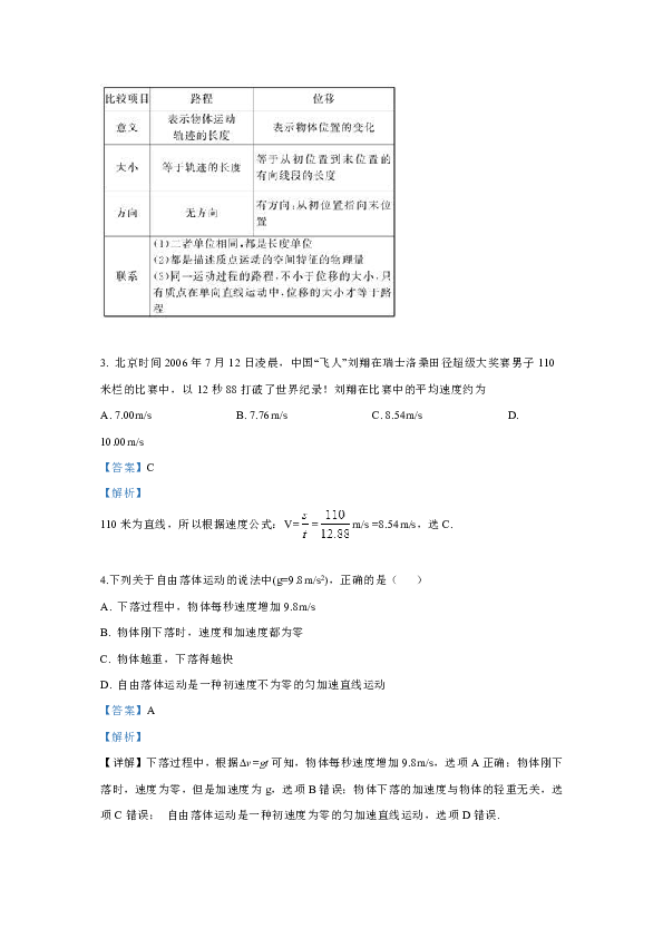 云南省泸水一中2018-2019学年高一上学期期末考试物理试卷 Word版含解析