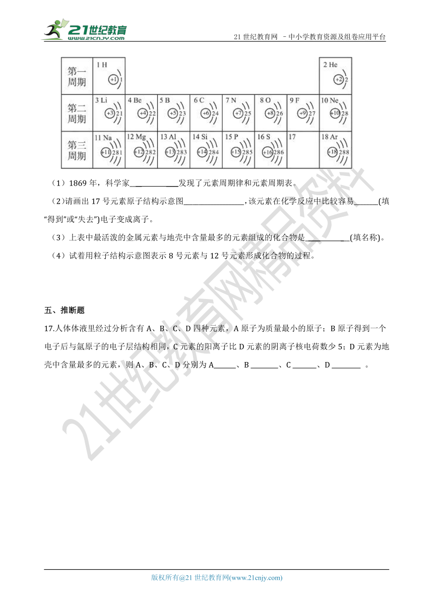 【期末复习】第三单元 课题2原子的构成 培优复习测试卷