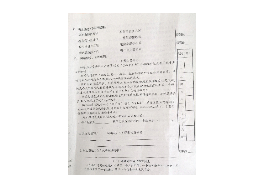 山东省聊城市东昌府区2019-2020学年第二学期四年级语文期末试题（图片版 无答案）