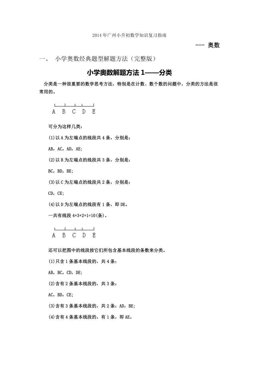 人教新课标2015年小升初数学知识复习指南-奥数