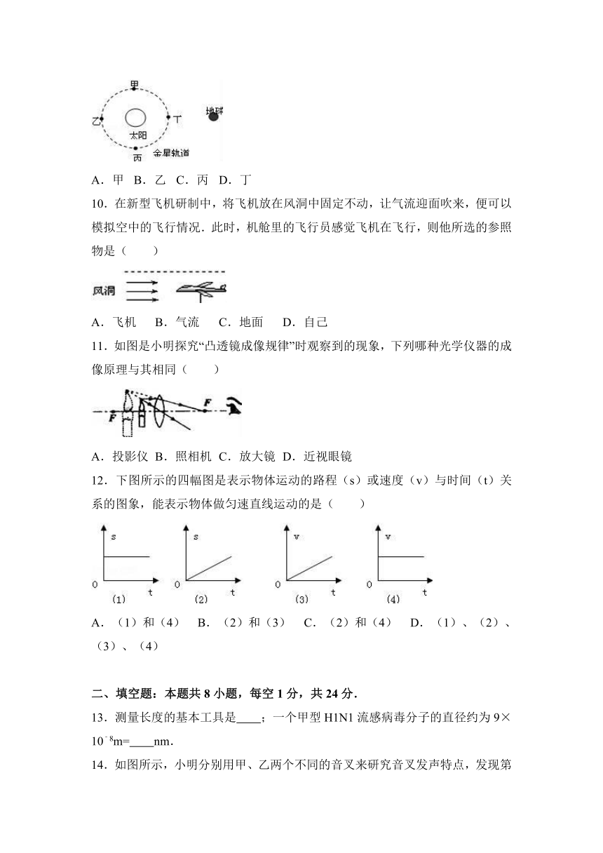 上海市2016-2017学年八年级（上）月考物理试卷（12月份）（解析版）