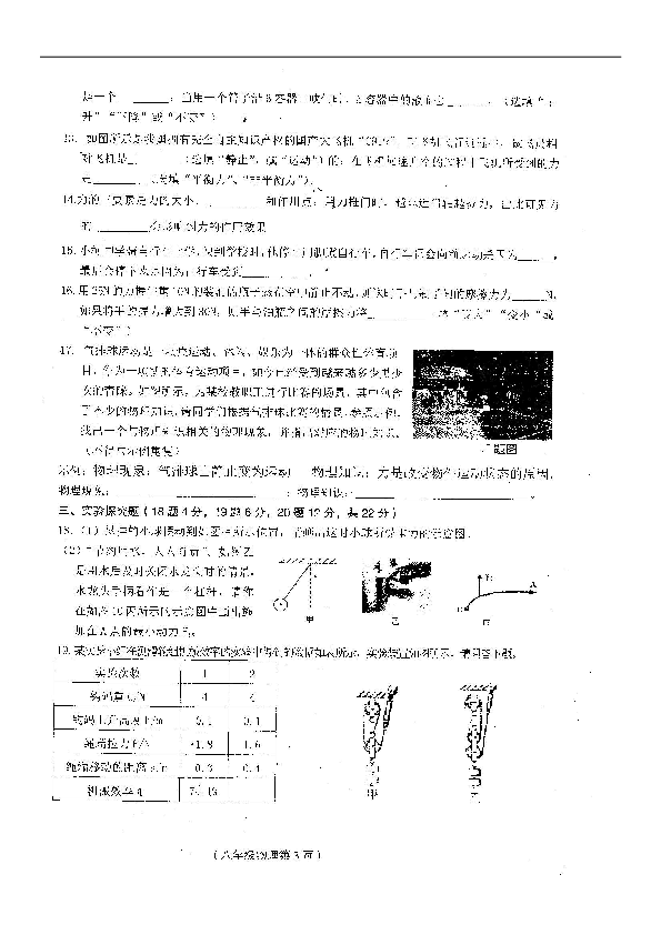 海南省临高县2019-2020学年八年级下学期期末考试物理试题（扫描版，无答案）