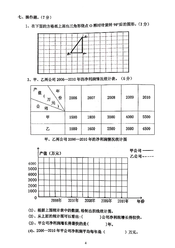 广东省佛山市三水区2018-2019学年第二学期五年级数学期末统考卷（扫描版，无答案）