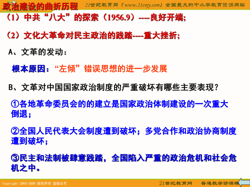 2010届高考历史专题复习精品系列04：《现代中国的政治建设与祖国统一》
