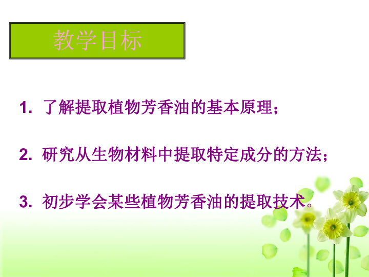 人教版高中生物选修1课件：专题6　植物有效成分的提取（选修一）