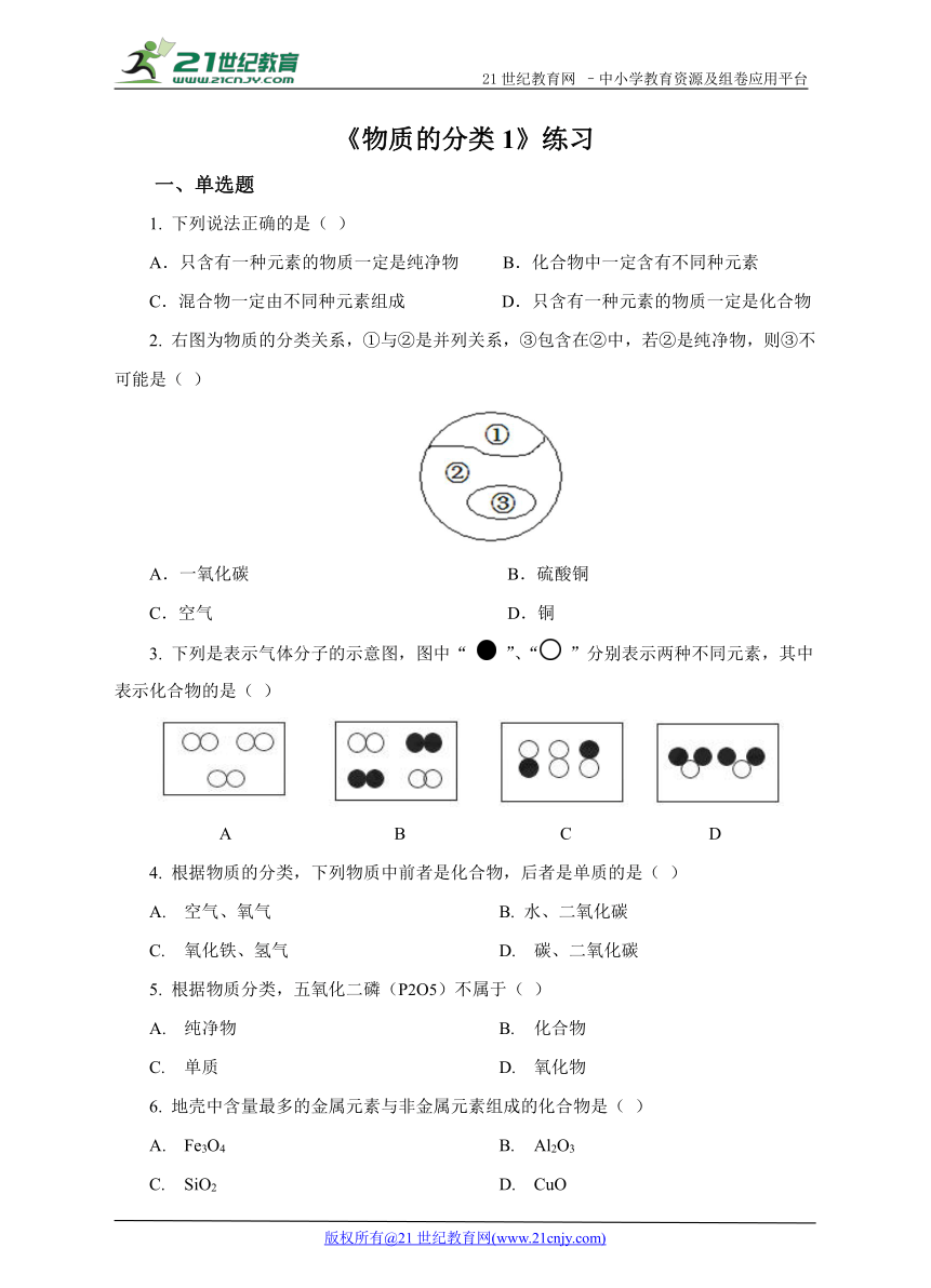 6.3物质的分类（第一课时）练习