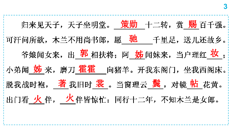 七年级下册古诗文易错字练习课件（共22张幻灯片）