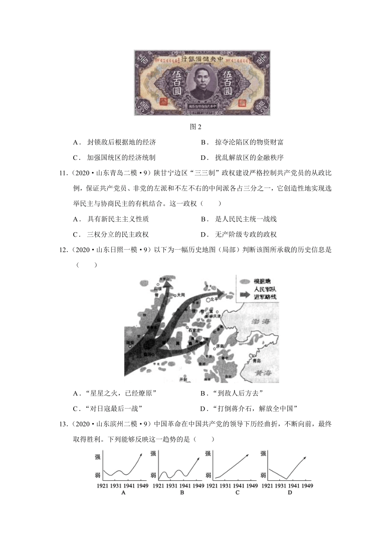 2022届山东省高考历史一轮复习专题11 中华民族的抗日战争复习题（word版含解析）