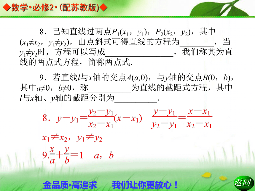 2013-2014学年高中数学苏教版必修2同步辅导与检测：2.1.2直线的方程