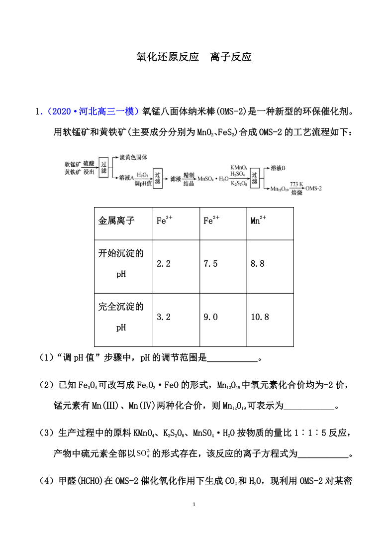 2021届高考化学备考寒假突破训练：氧化还原反应  离子反应 【解析版】