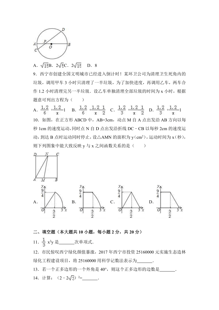 2017年青海省西宁市中考数学试卷(Word解析版)