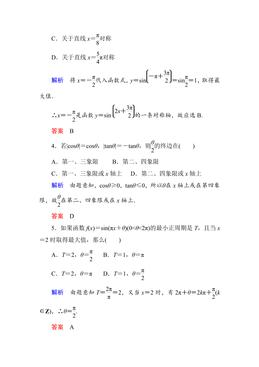 2013版【名师一号】高中数学（人教A版）必修4第一章 三角函数 测试题（含详解）