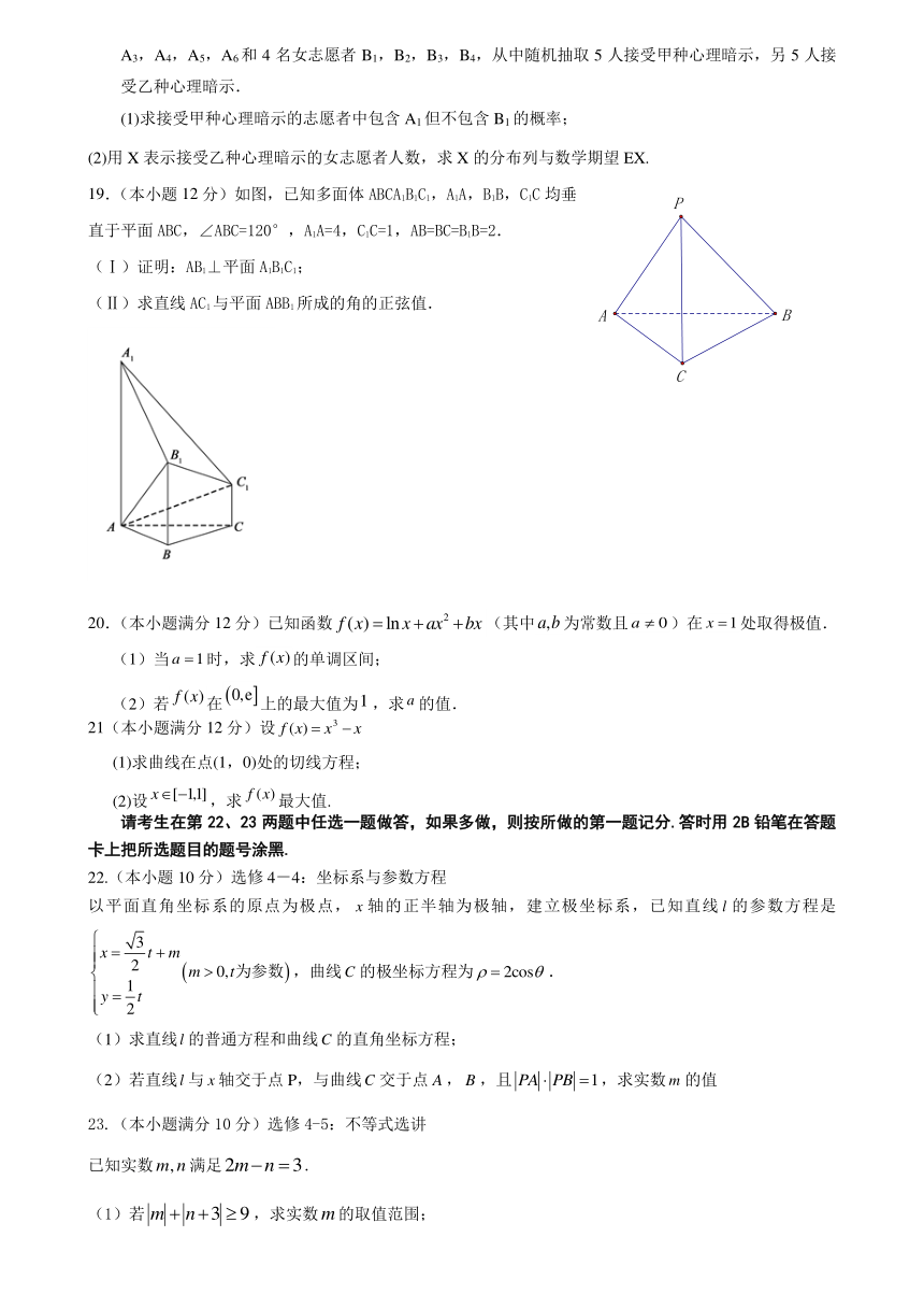 河北省武邑中学2019届高三上学期第二次调研考试 数学（理）