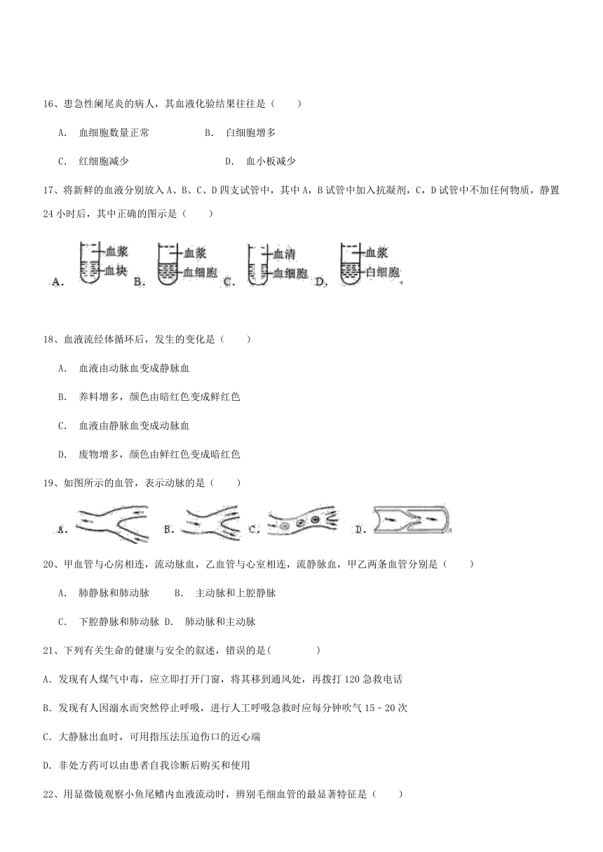 广东省东莞中堂星晨学校2016-2017学年七年级5月月考生物试题