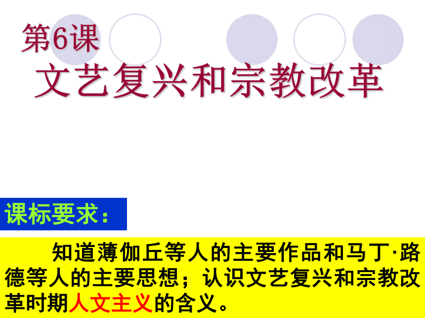 2016年秋高二（上）人教新课标必修3：第6课 文艺复兴和宗教改革 课件（共51张ppt）