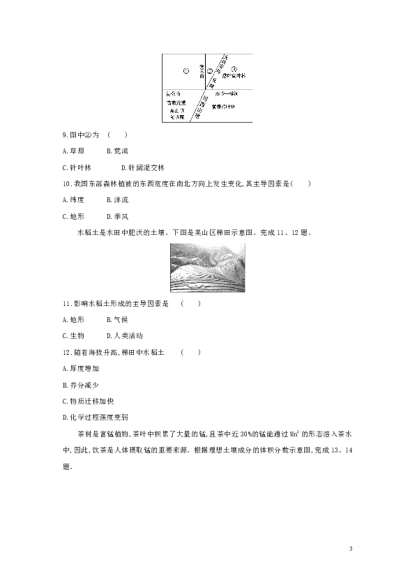 2019_2020学年新教材高中地理 第五章 植被与土壤单元素养评价（解析版）新人教版必修1