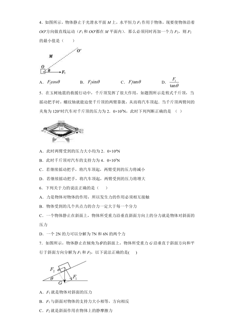 上海市民立中学2020—2021学年高中物理沪科版（2019）必修第一册：3.6怎样分解力 达标练习（含解析）