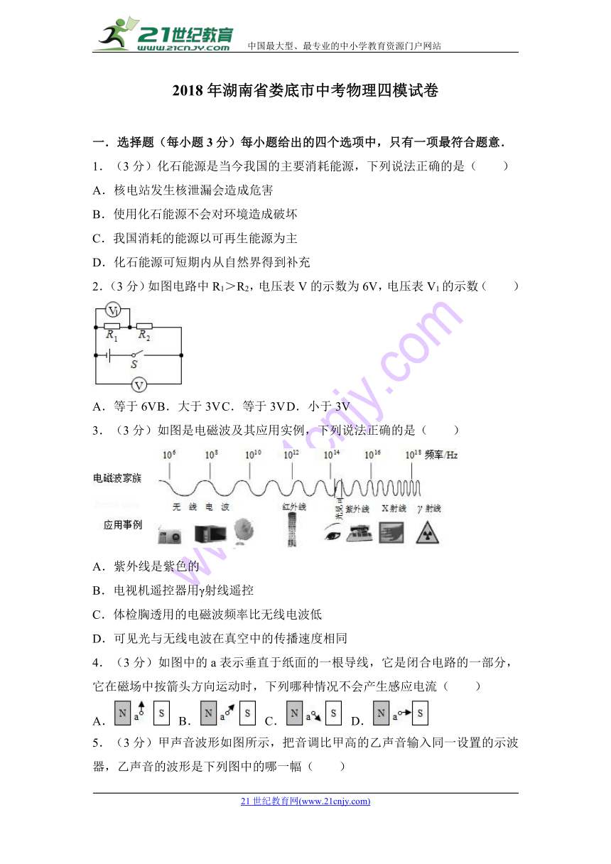 2018年湖南省娄底市中考物理四模试卷（解析版）