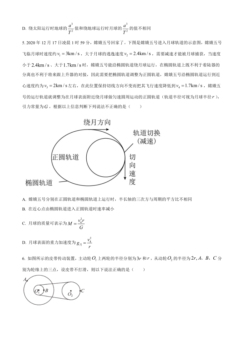 山东省枣庄第八高级中学校2020-2021学年高一4月月考物理试题 Word版含答案