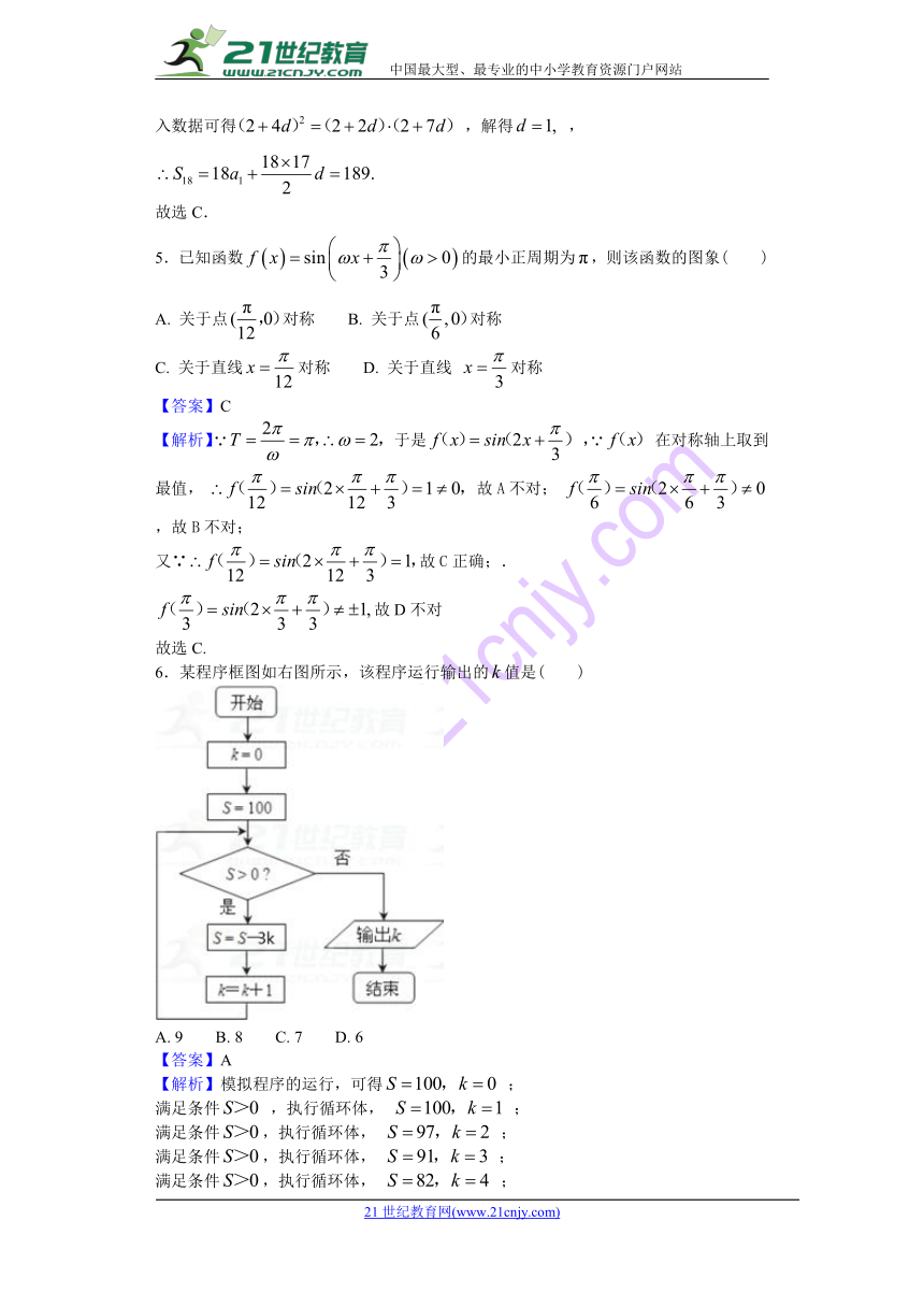 2018届陕西省高三教学质量检测数学（理）（二）试题（解析版）