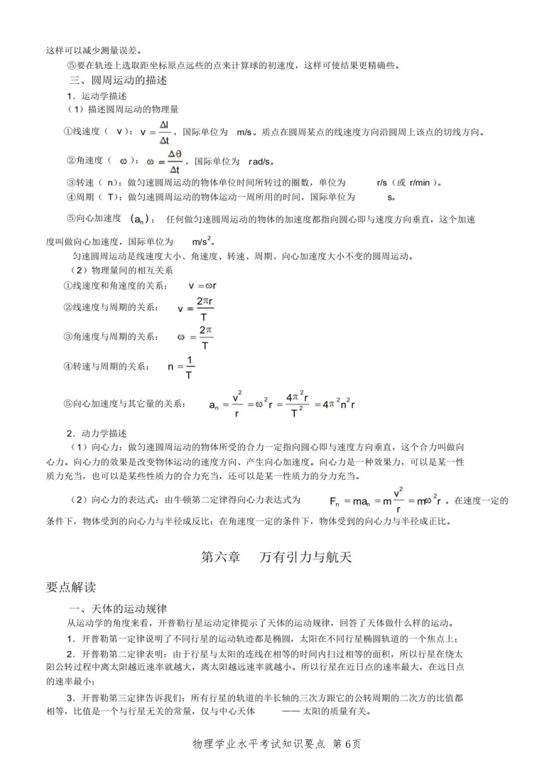 高中物理学业水平合格性考试（会考）知识要点归纳