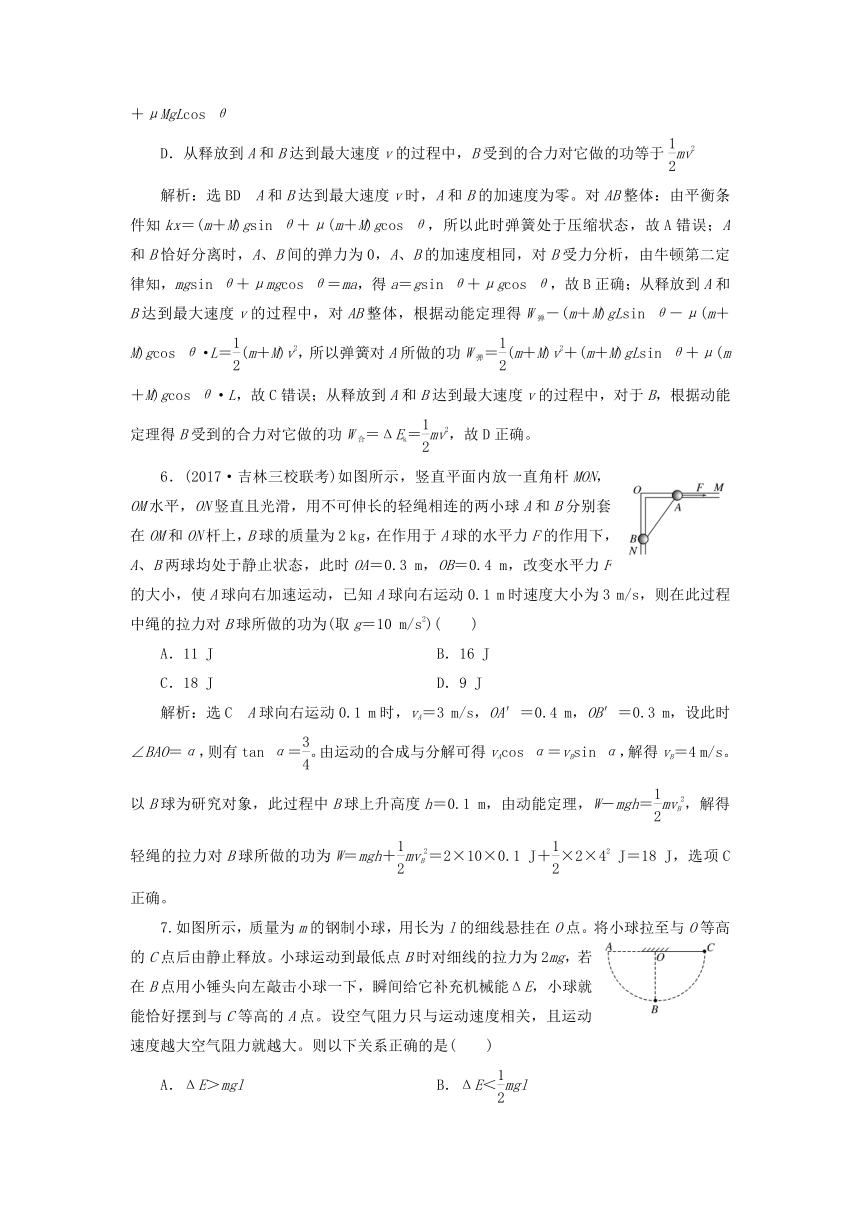 2018版高考物理新人教版一轮复习课时跟踪检测：17 动能定理及其应用（含解析）