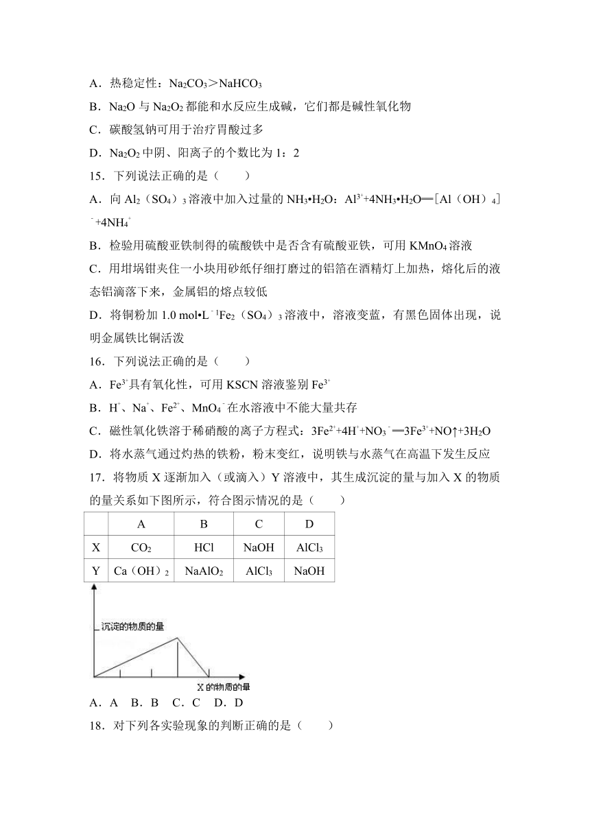 广西钦州市钦州港区2016-2017学年高一（上）期末化学试卷（解析版）