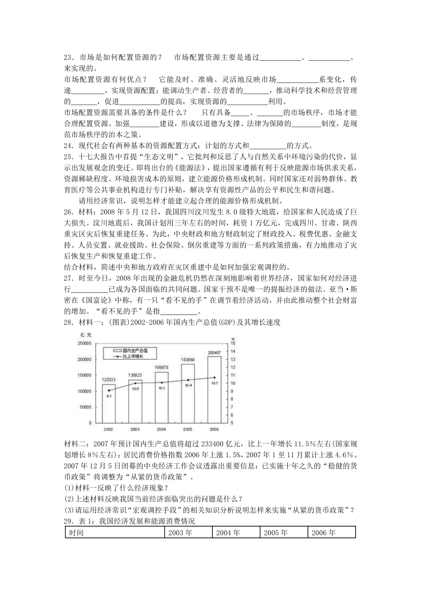 高考政治知识点专项之04市场经济--社会主义市场经济