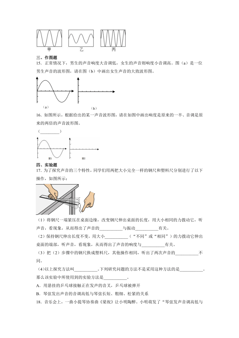 第二章声现象22声音的特性同步练习题20212022学年人教版八年级物理