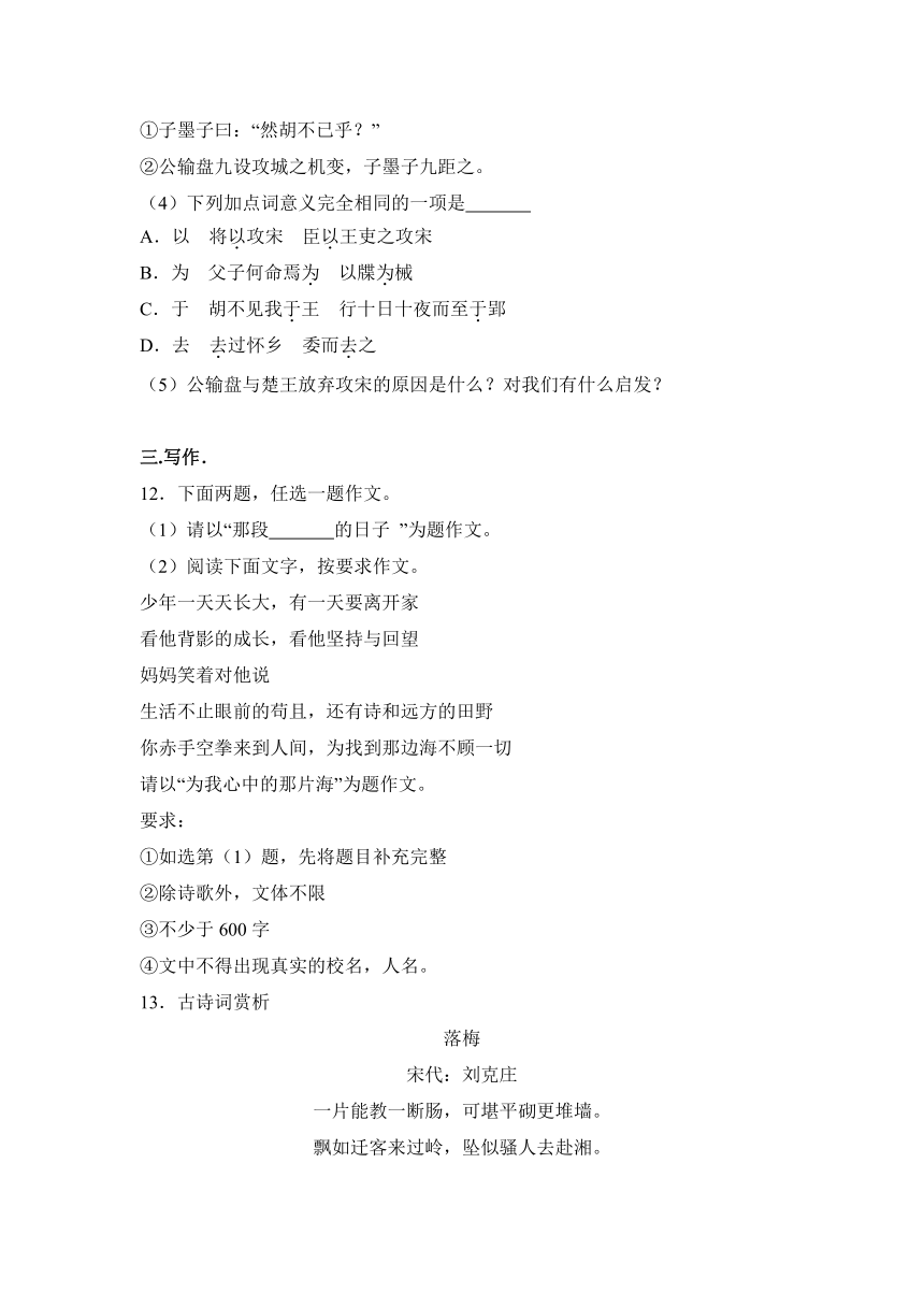 甘肃省天水市2017年中考语文试卷（解析版）