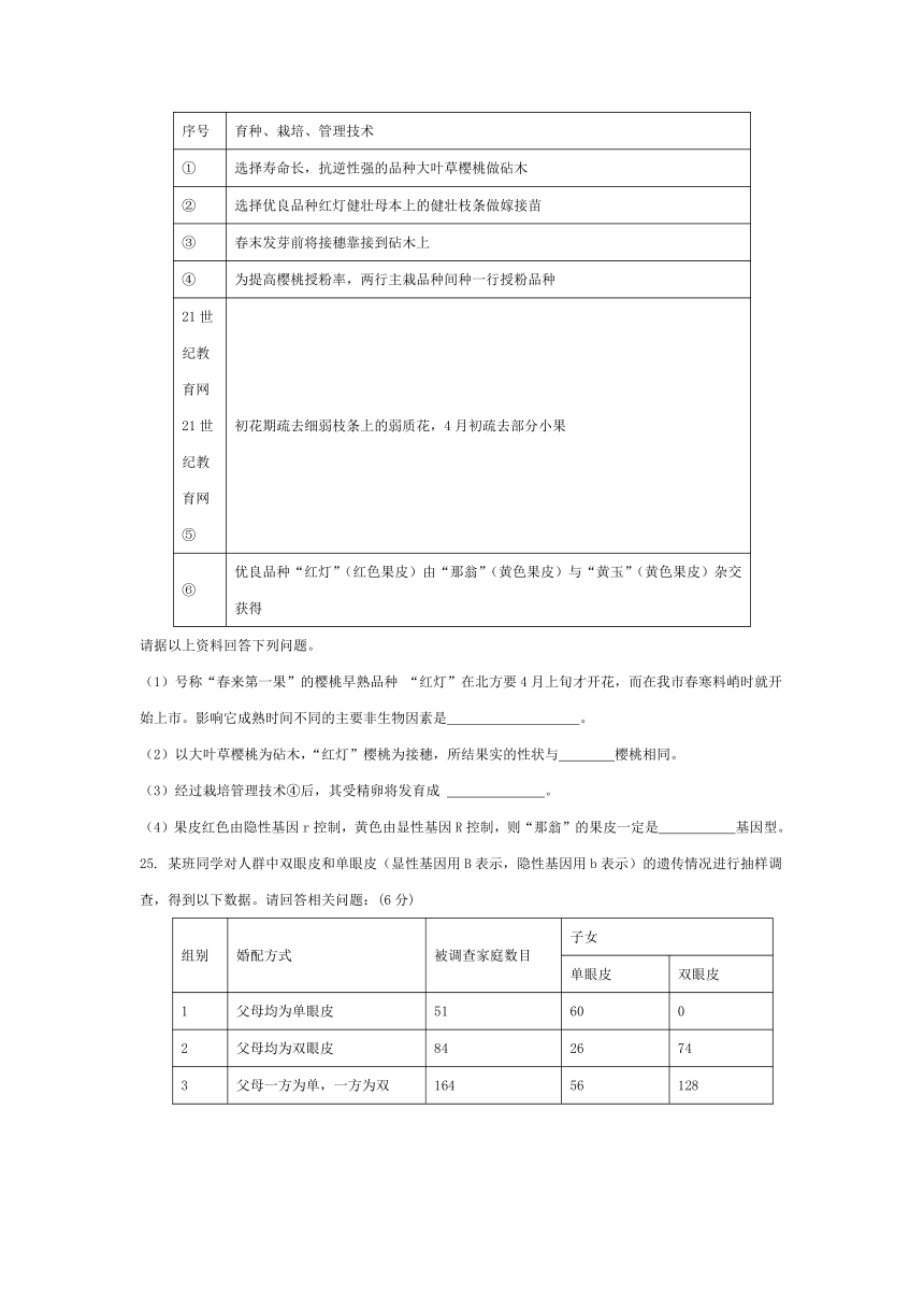 四川省简阳市石板学区2016-2017学年八年级下学期期中考试生物试卷