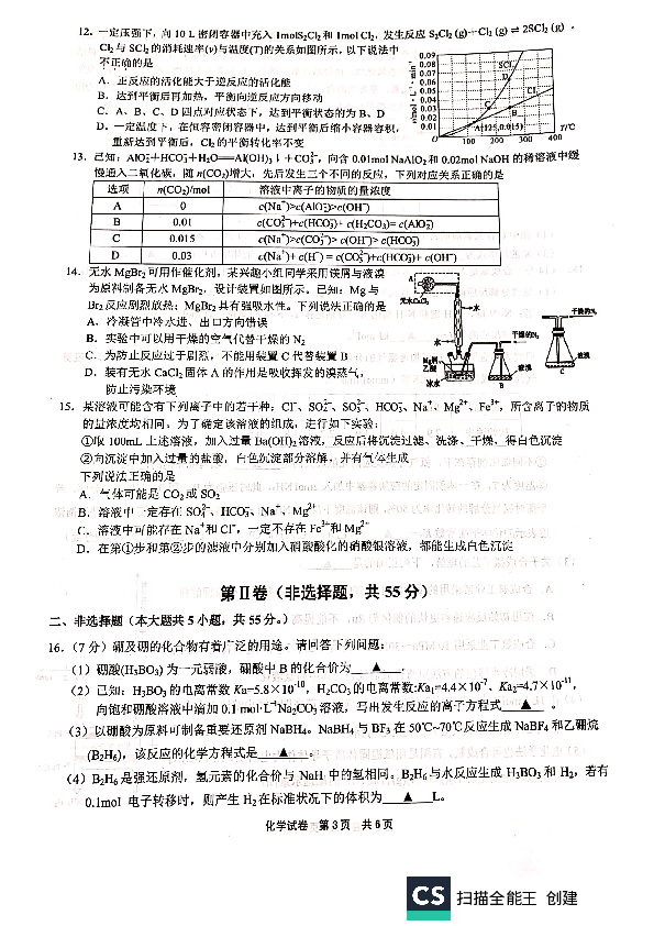 浙江省宁波市2020年新高考选考适应性考试化学试题 PDF版