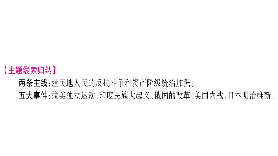 2020湖南中考基础知识梳理(世界近代史）：主题4 殖民地人民的反抗与资本主义制度的扩展(共38张PPT)