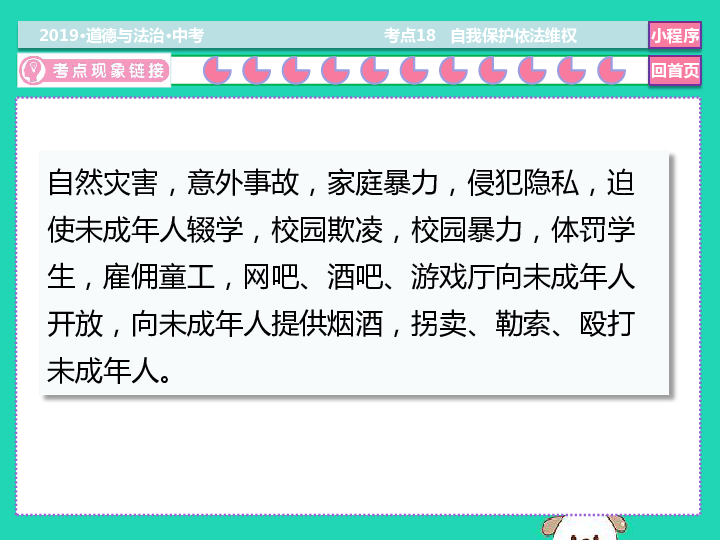 2019中考道德与法治二轮复习考点18自我保护依法维权   课件（26张PPT）